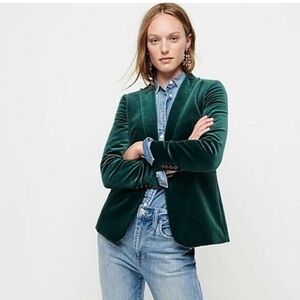 J. Crew Velvet Schoolboy Blazer in Boulevard Green Velvet (6P)
